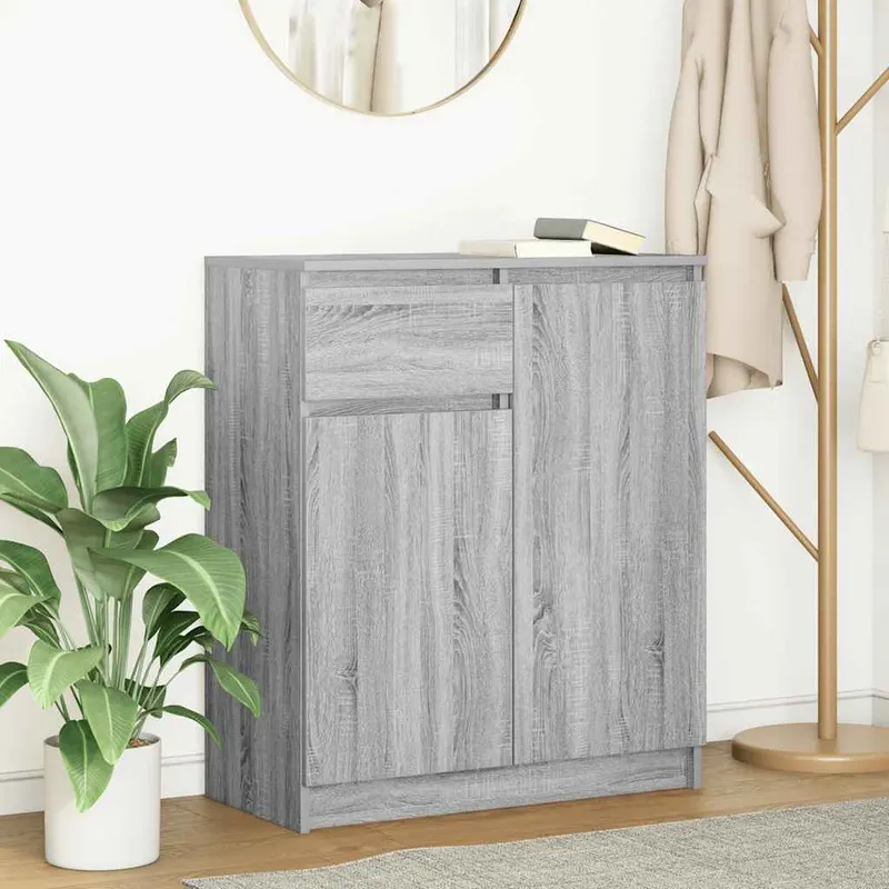 bufeta cu sertar gri sonoma 71x35x84 cm lemn prelucrat