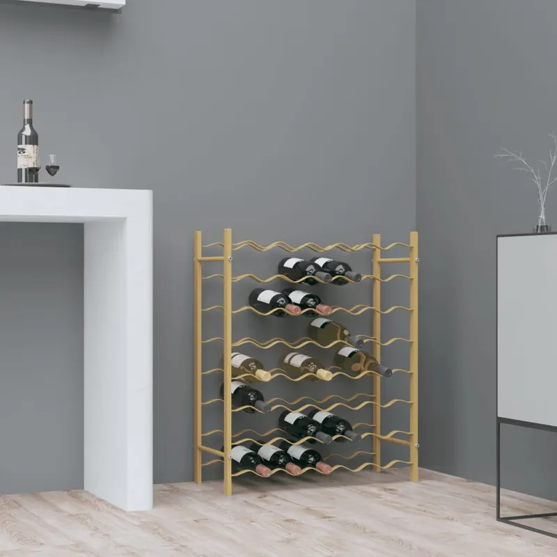suport sticle de vin, 48 sticle, auriu, metal