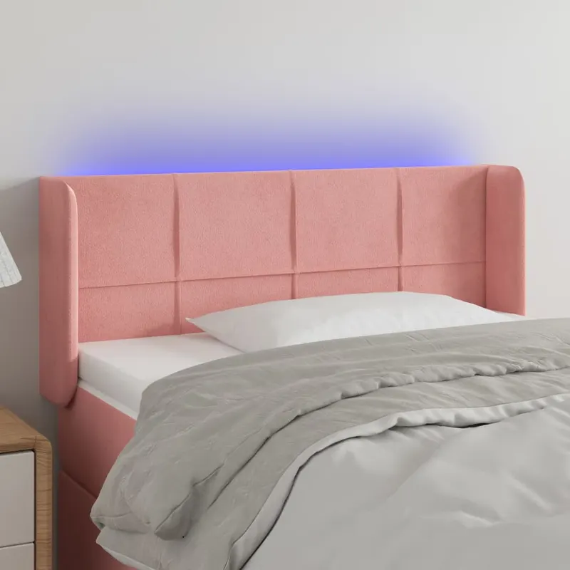 tablie de pat cu led, roz, 93x16x78/88 cm, catifea