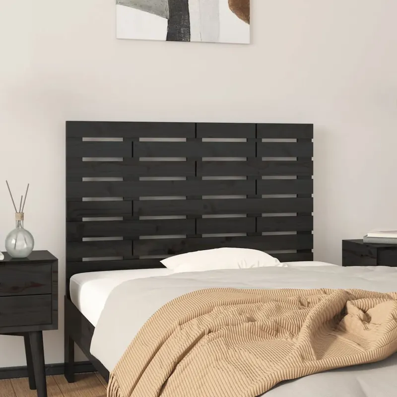 tablie de pat pentru perete, negru, 106x3x63 cm, lemn masiv pin
