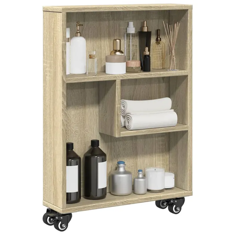 carucior depozitare ingust, stejar sonoma, 48x13x68 cm, lemn