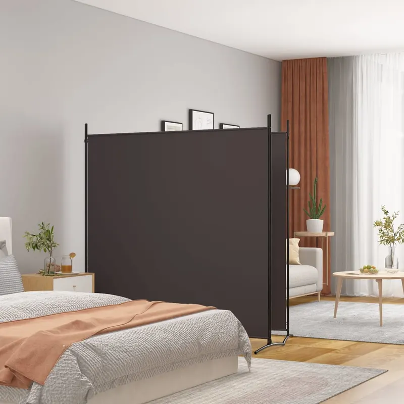 paravan de camera cu 2 panouri, maro, 348x180 cm, textil