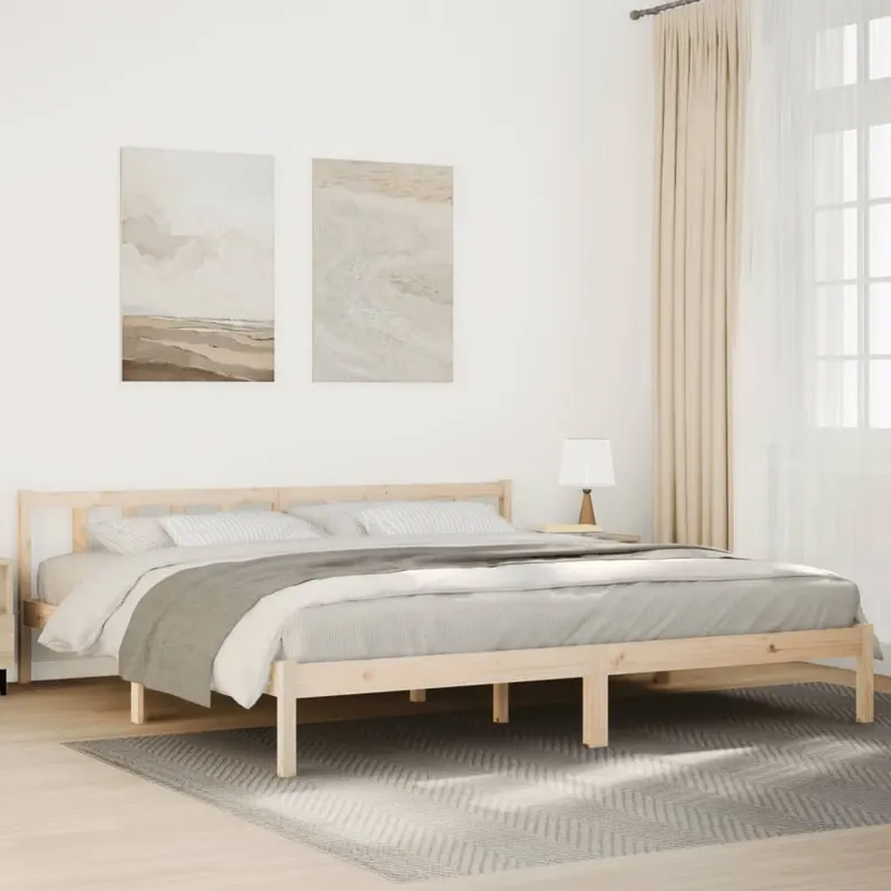 cadru pat foarte lung fara saltea, 180x210 cm, lemn masiv pin