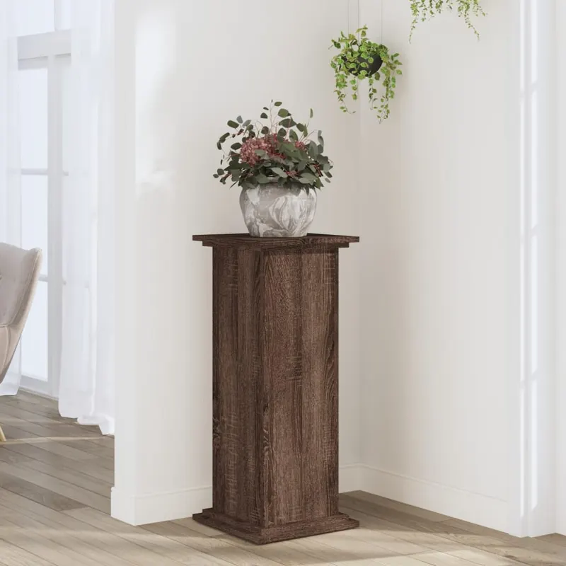 suport de plante, stejar maro, 33x33x80 cm, lemn prelucrat