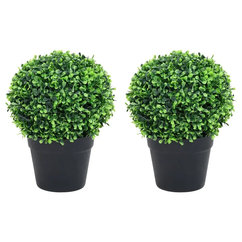plante artificiale cimisir cu ghiveci, 2 buc. verde 37 cm minge