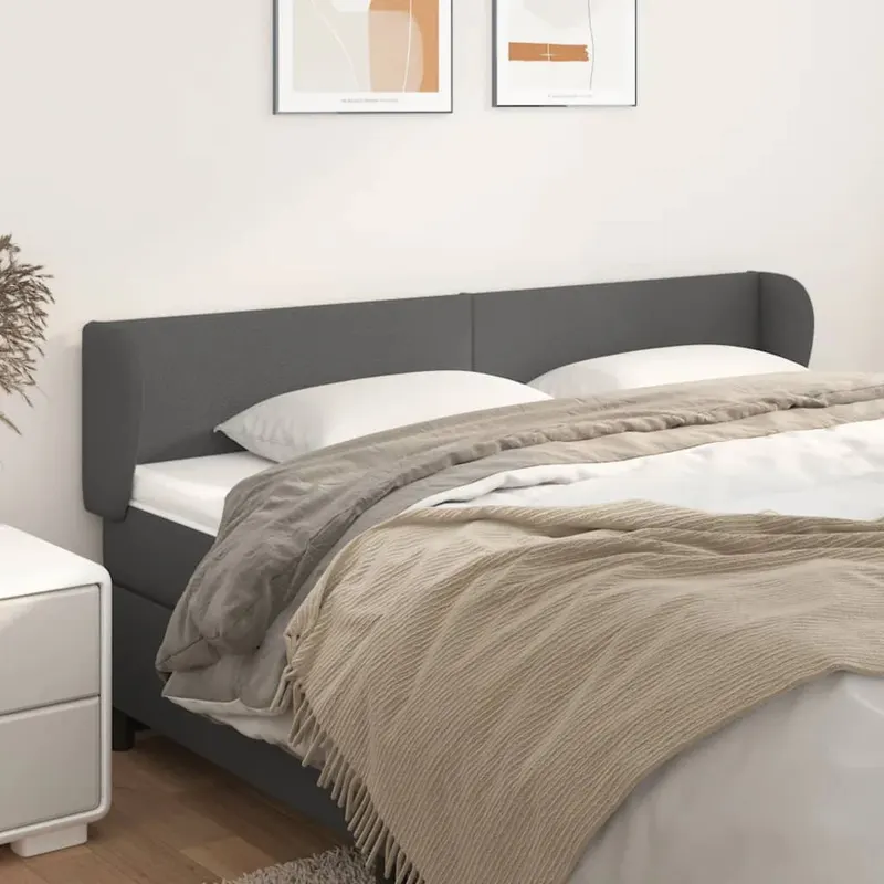 tablie de pat cu aripioare gri 163x23x78/88 cm piele ecologica