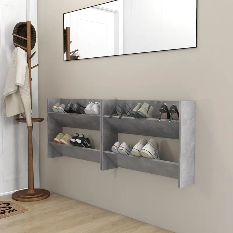 pantofare de perete, 2 buc., gri beton, 80x18x60 cm, pal