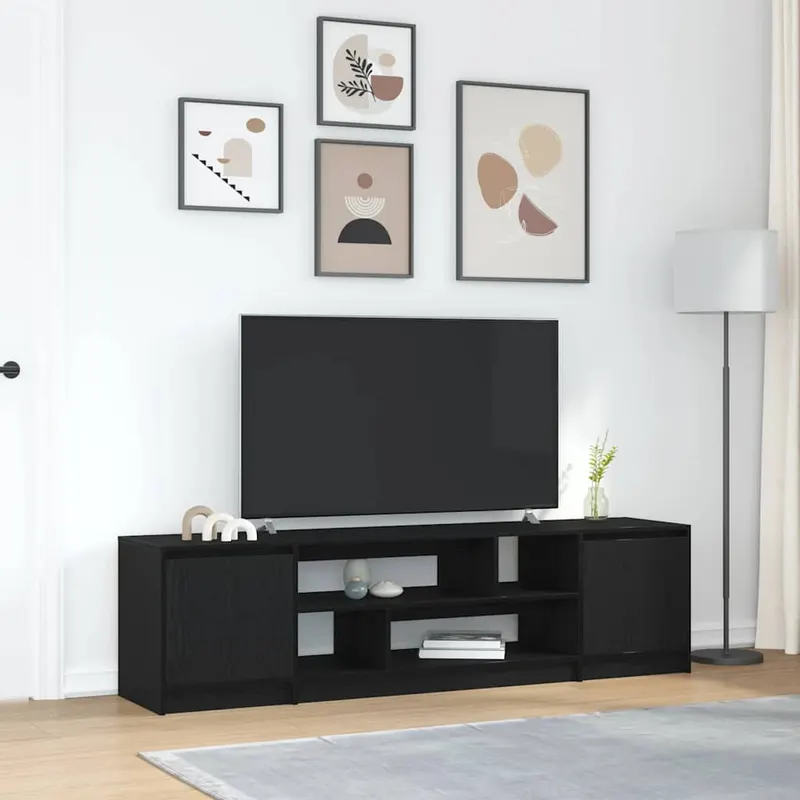 dulap tv stejar negru 188,5x41x50 cm lemn prelucrat