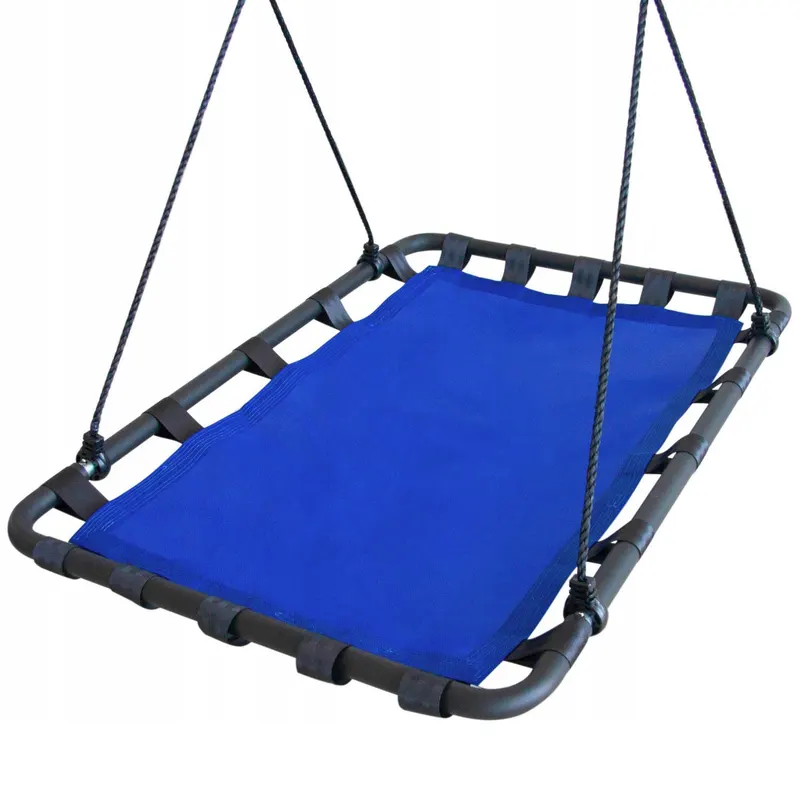 Leagan tip hamac 120x80 cm, cu rama metalica si prindere dubla, pentru gradina sau terasa, albastru