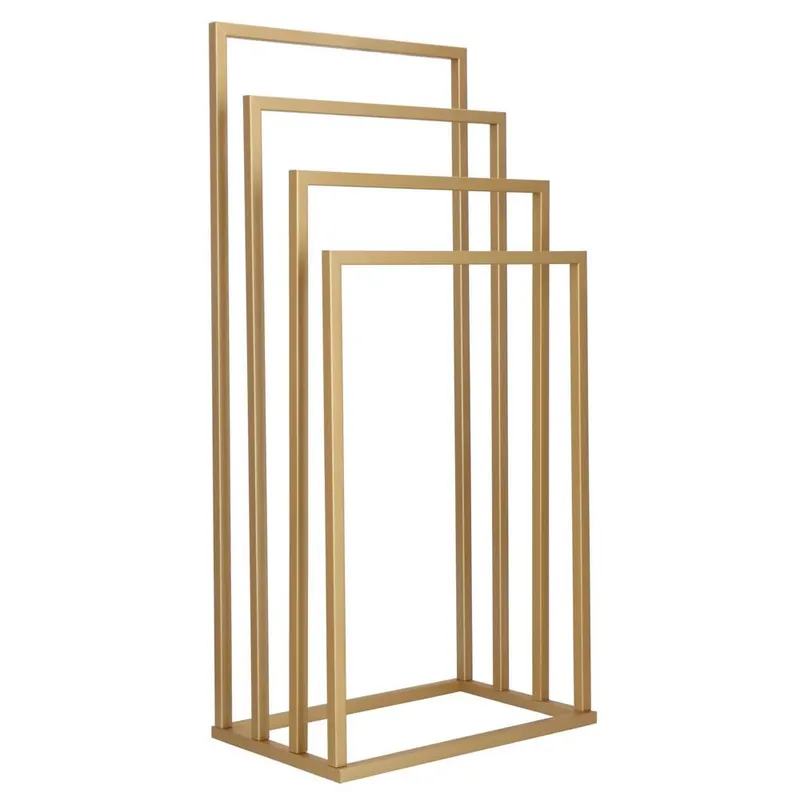 Suport metalic baie prosoape 4 standuri finisaj mat, 96 cm inaltime, design elegant, auriu mat