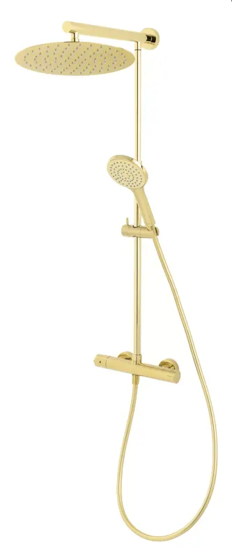 Sistem de dus FDesign Anima FD5-ANA-7U-55, 1 2 , aparent, termostat, 300 mm, 1 pulverizare, anti-calcar, lucios, auriu