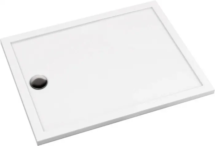 Cadita de dus dreptunghiulara, din acril, alba, 100x90x4.5 cm, Deante Prizma