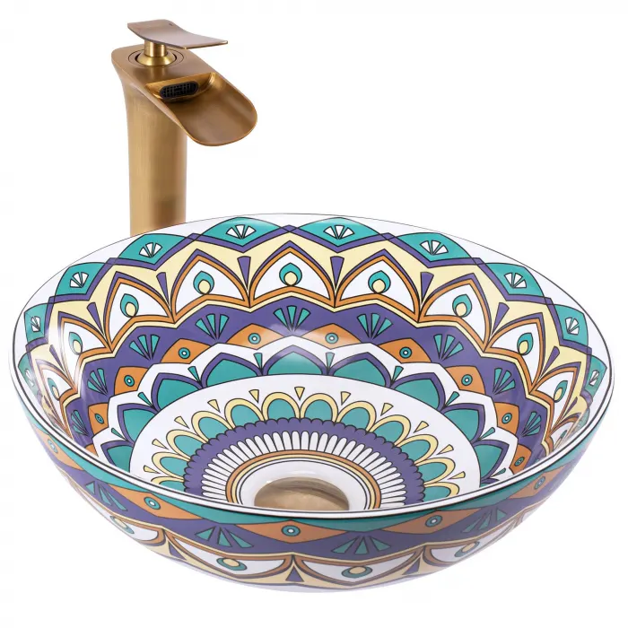 Lavoar pe blat multicolor, rotund, Rea Aztec