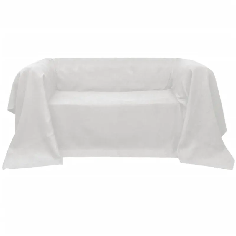 Husa din velur microfibra pentru canapea, 210 x 280 cm, crem