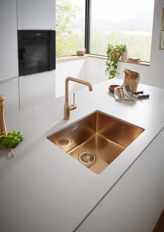 Baterie de bucatarie Grohe 30269DL0, Essence, 3 8 , Tip L, pipa inalta, pivotanta, mat, cupru