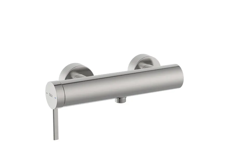 Baterie dus Roca A5A219ESM0, 0.6 bar, 108 mm, 267 mm, 2 orificii instalare, 1 2 dimensiune racord furtun, Otel Satinat