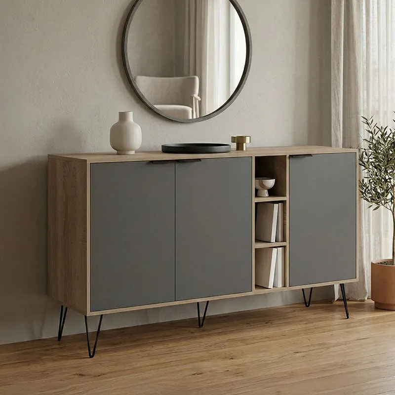 Bufet Balain, Lemn, 142x36x83 cm - Sonoma-Antracit