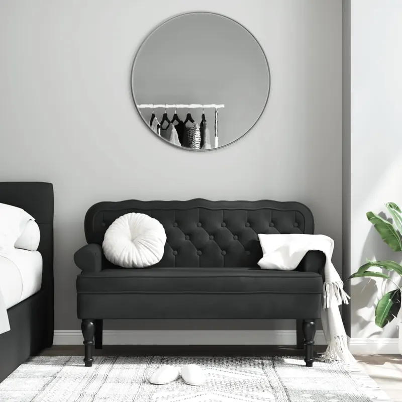 bancheta cu spatar, negru, 119,5x64,5x75 cm, catifea
