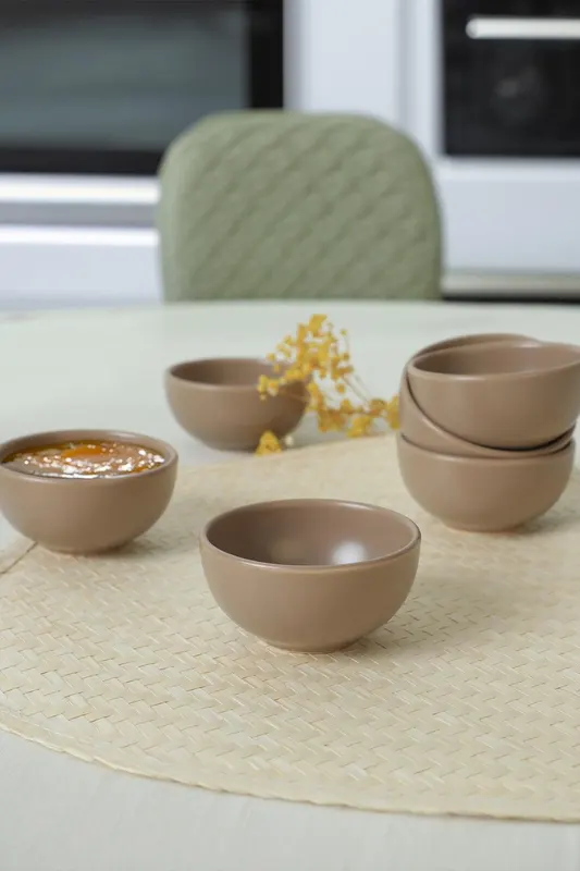 Set boluri ceramice, Taupe Mat, 8 cm - Multicolor