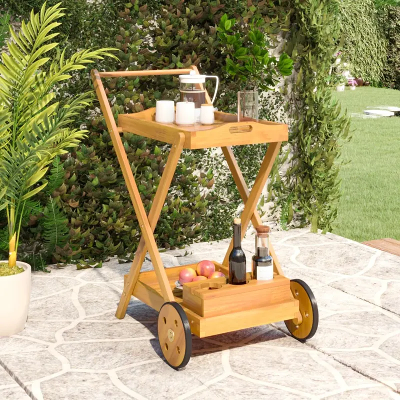 carucior pentru ceai, 54x87x90 cm, lemn masiv de acacia