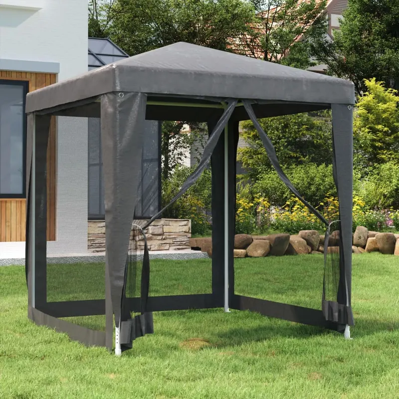 cort de petrecere cu 4 pereti din plasa, antracit, 2x2 m, hdpe