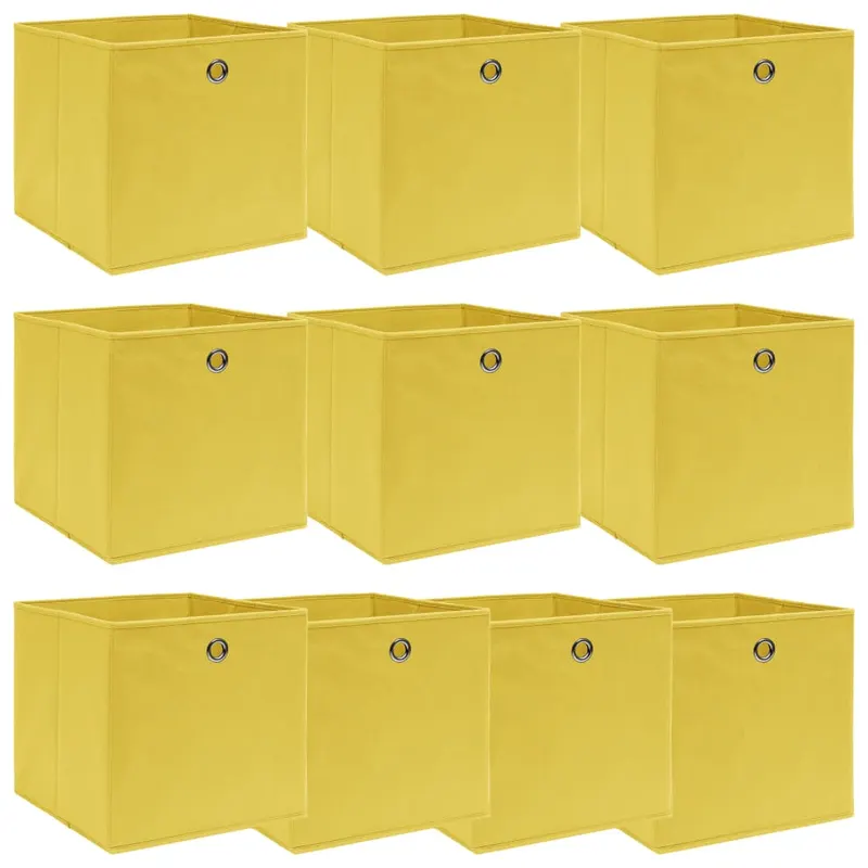 cutii depozitare, 10 buc., galben, 32x32x32 cm, textil