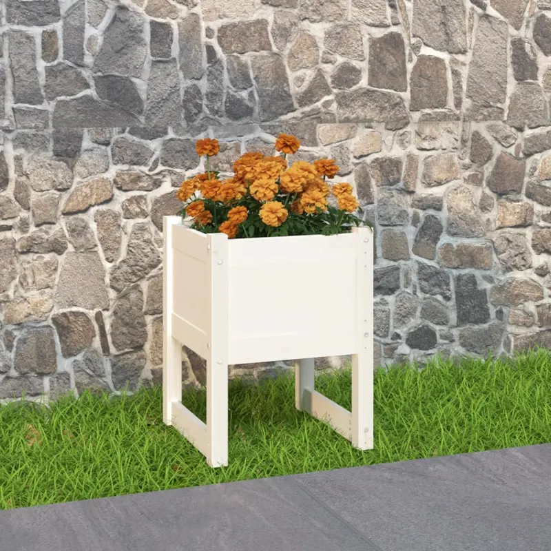 jardiniera, alb, 40x40x52,5 cm, lemn masiv de pin