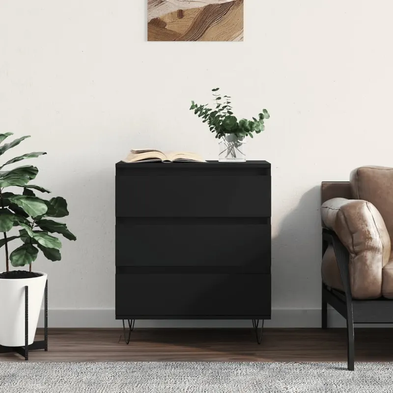 servanta, negru, 60x35x70 cm, lemn prelucrat