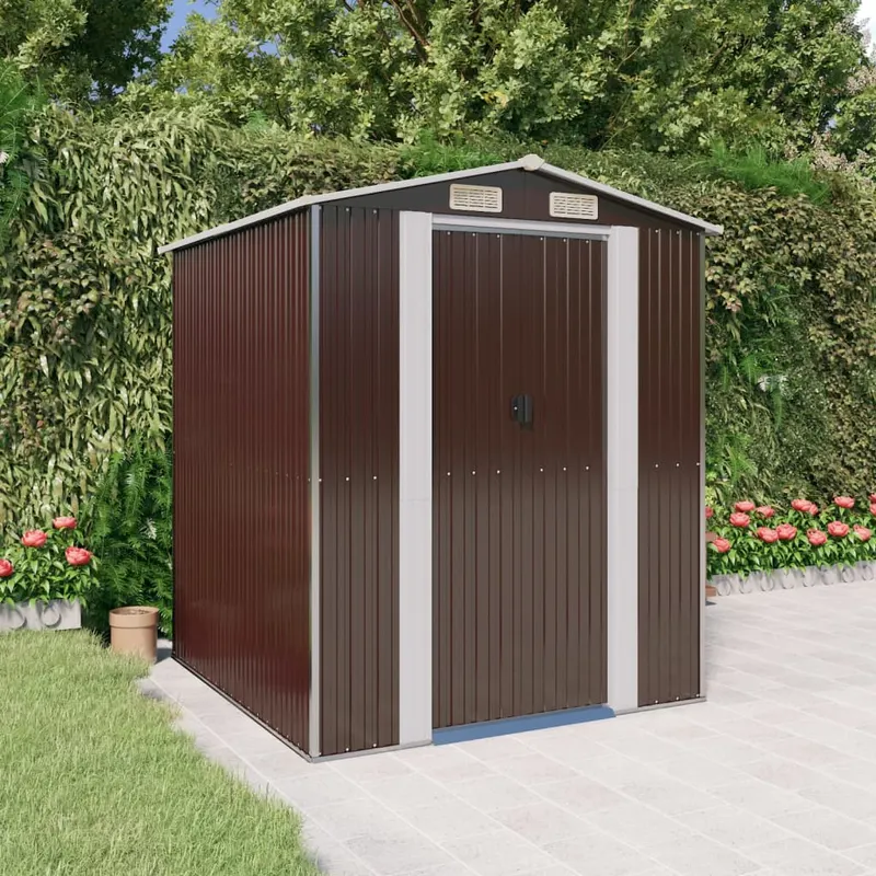 sopron de gradina, maro inchis, 192x191x223 cm, otel galvanizat