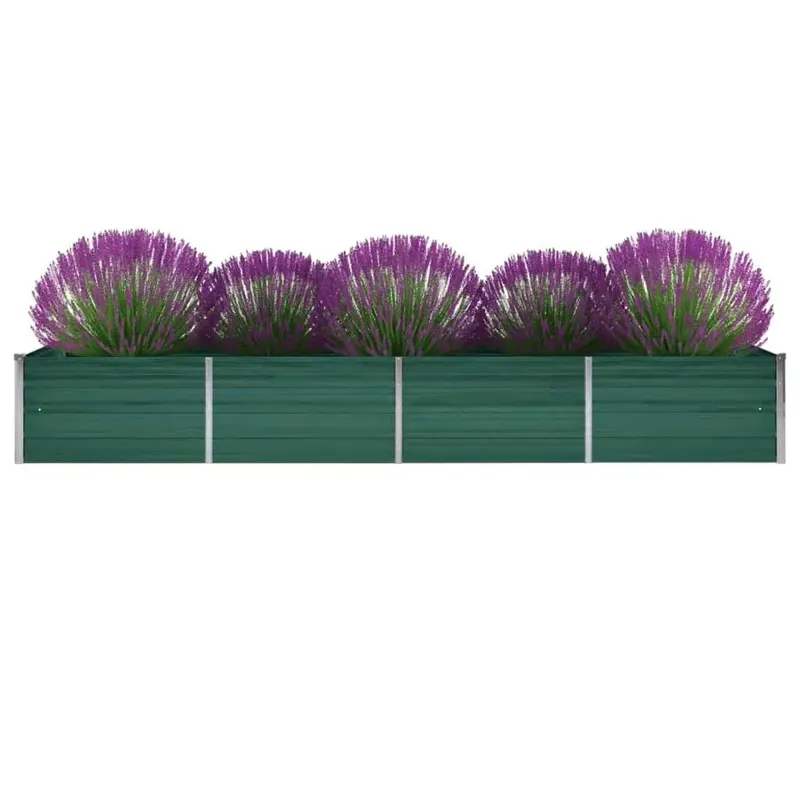 strat inaltat de gradina, verde, 320x80x45 cm otel galvanizat