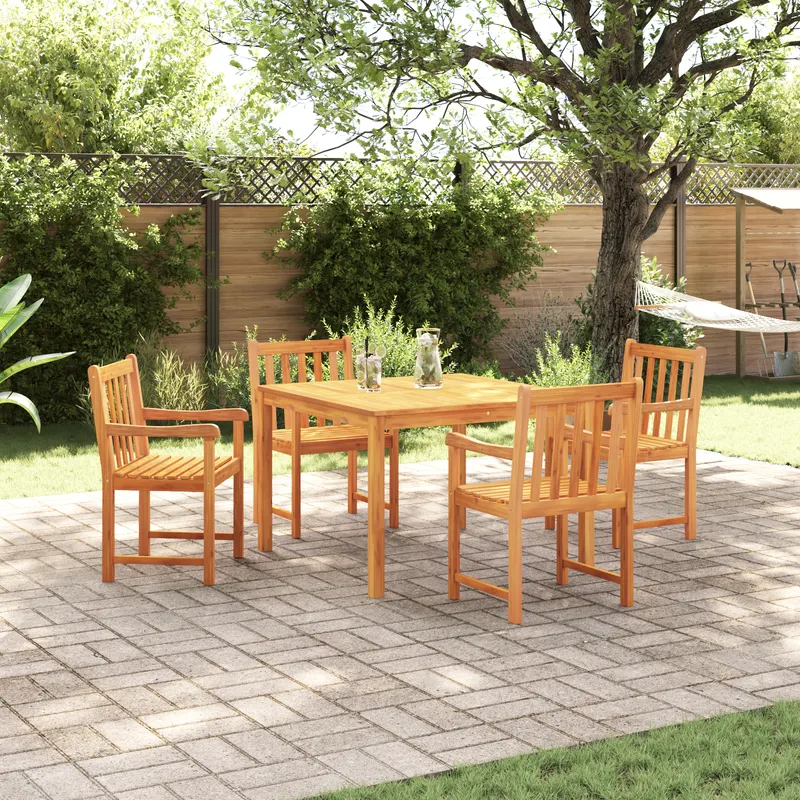 Set de dining pentru gradina, 5 piese, din lemn masiv de acacia