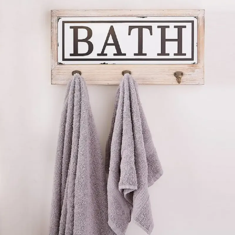 Cuier pentru prosoape cu 3 agatatori Bath 35 x 25 cm, maro rustik