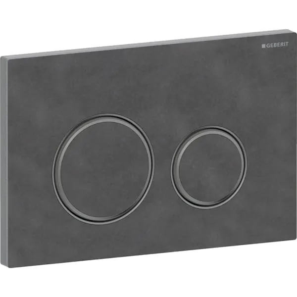 Clapeta actionare dubla rezervor wc, ardezie Mustang cu inel de design crom negru, Geberit Sigma50