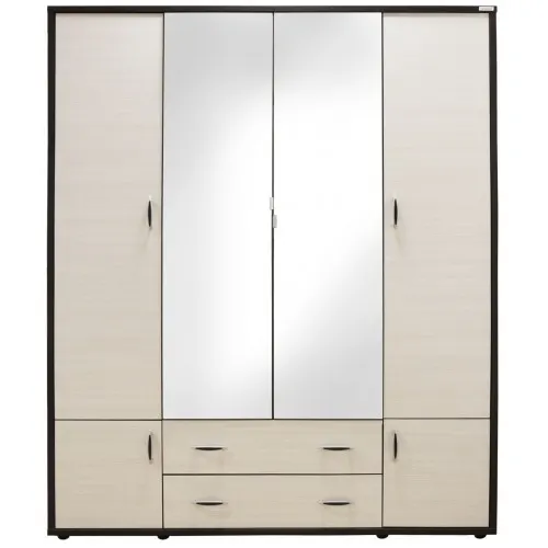 Dulap Torino cu oglinzi, 165 x 54 x 202 cm, Wenge / Brad