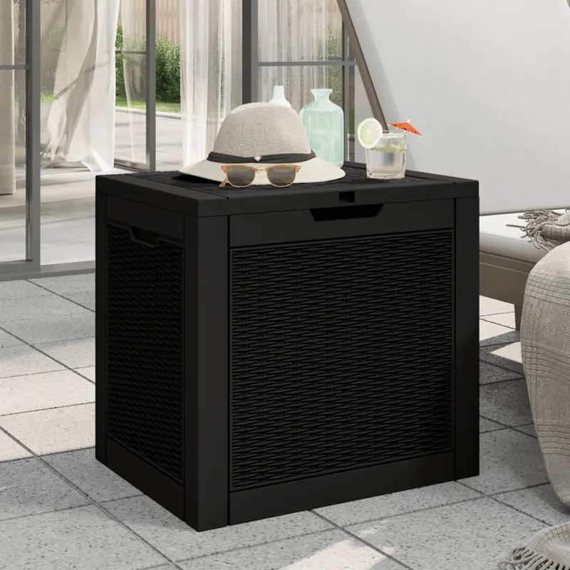 lada depozitare de gradina, negru, 55,5x43x53 cm, polipropilena