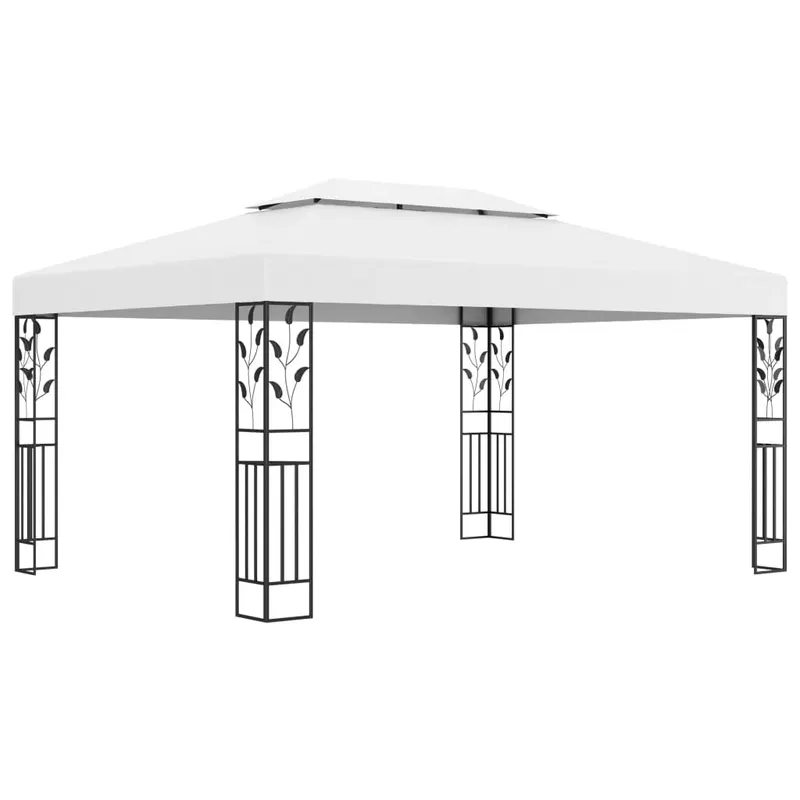 pavilion cu acoperis dublu, alb, 3 x 4 m