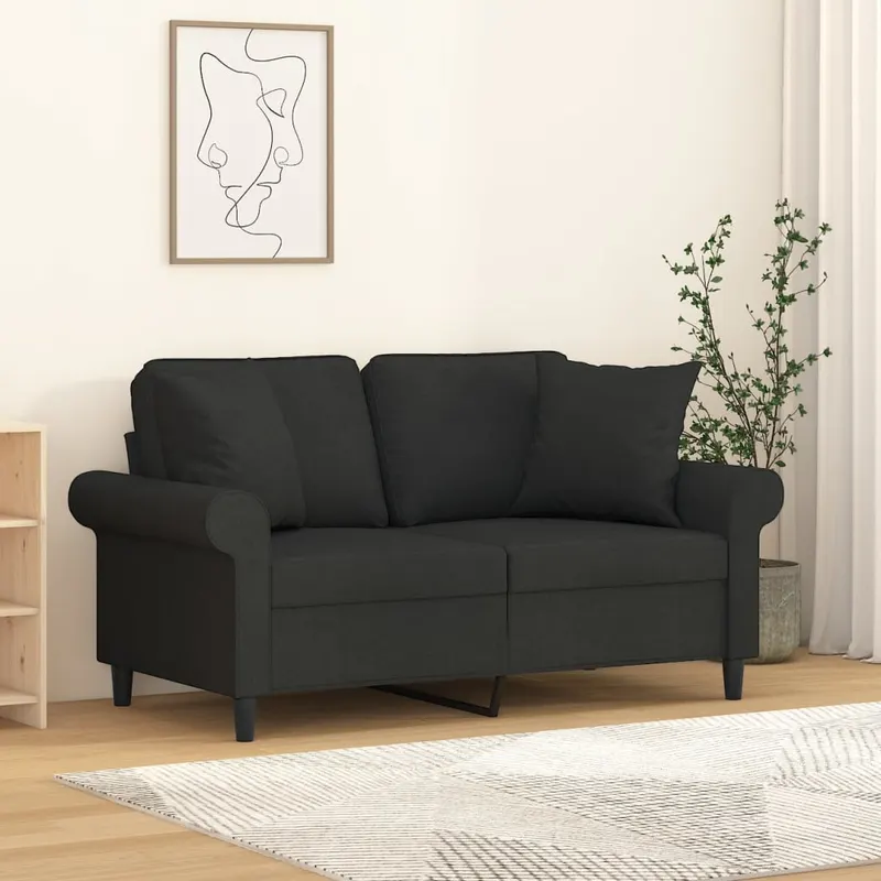 perne decorative, 2 buc., negru, 40 x 40 cm, material textil