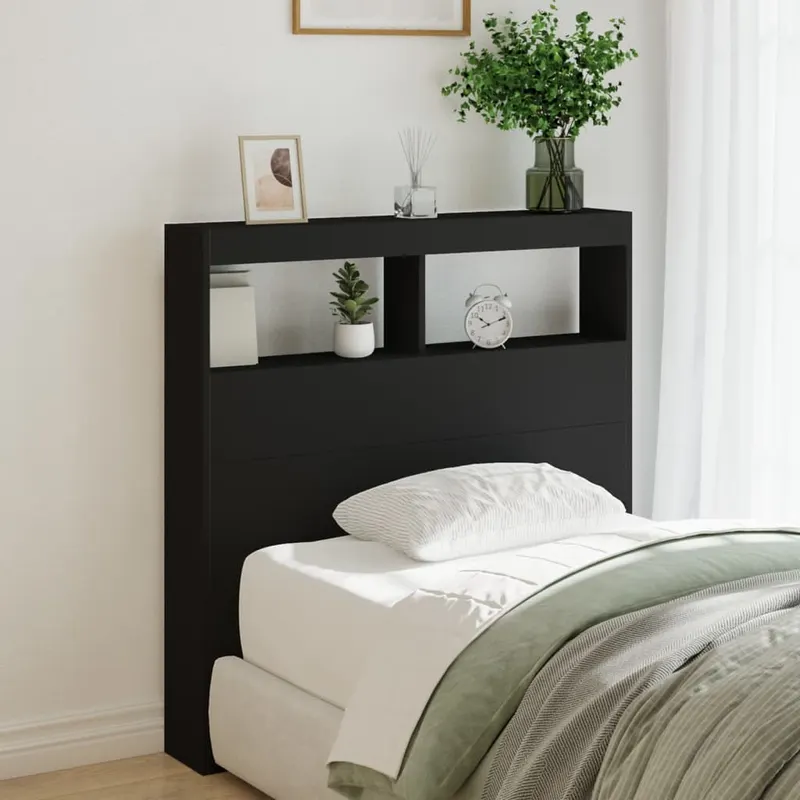 tablie cu dulap si led, negru, 100x17x102 cm