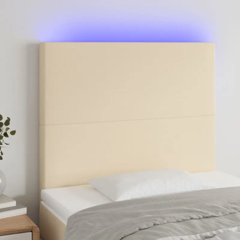 tablie de pat cu led, crem, 100x5x118/128 cm, textil