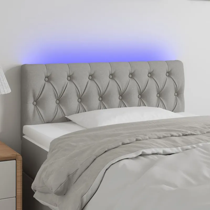 tablie de pat cu led, gri deschis, 90x7x78/88 cm, textil