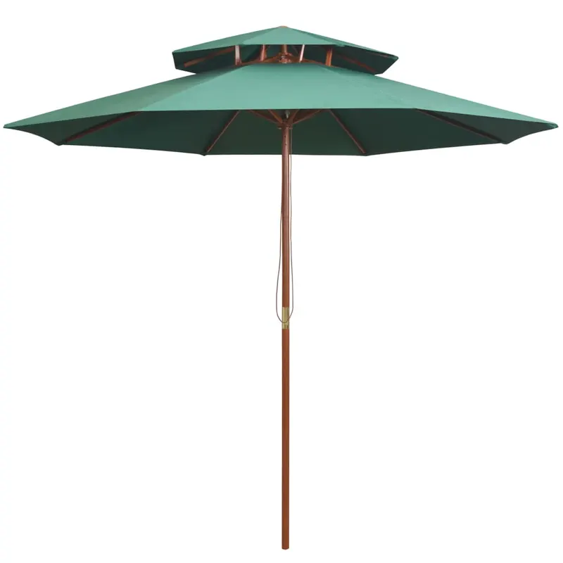 umbrela de soare dubla, 270x270 cm, stalp de lemn, verde