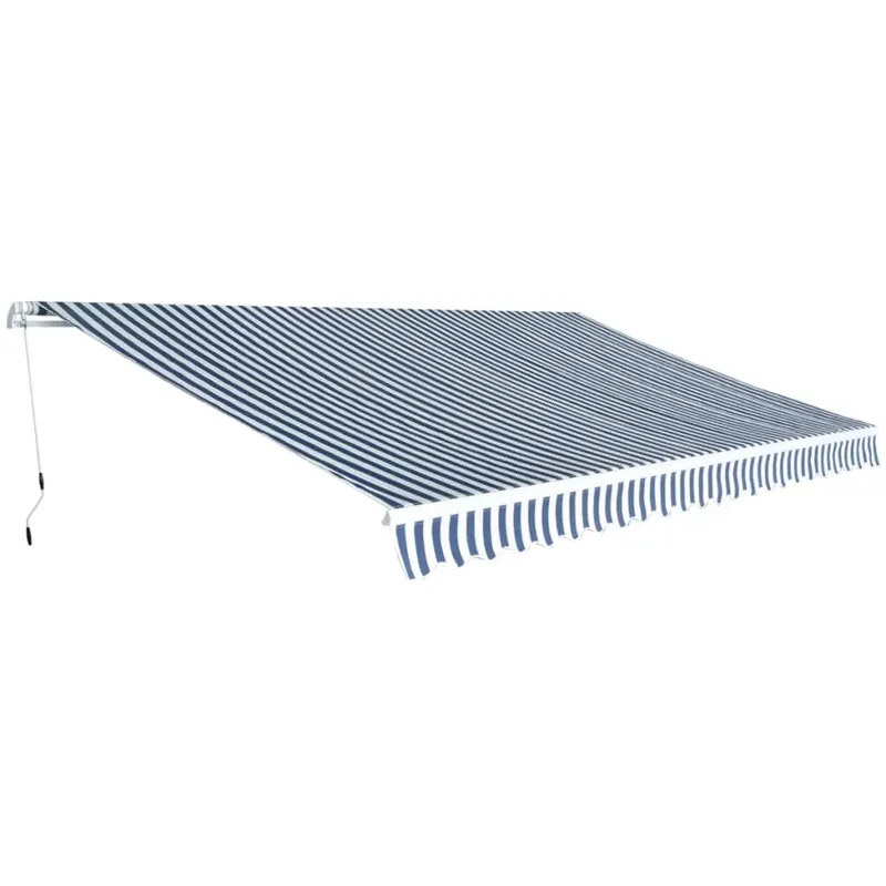 copertina pliabila, actionata manual, albastru/alb, 500 cm