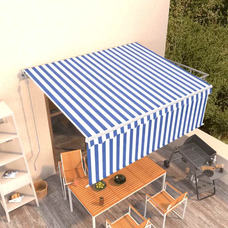 copertina retractabila automat cu stor, albastru & alb, 4x3 m