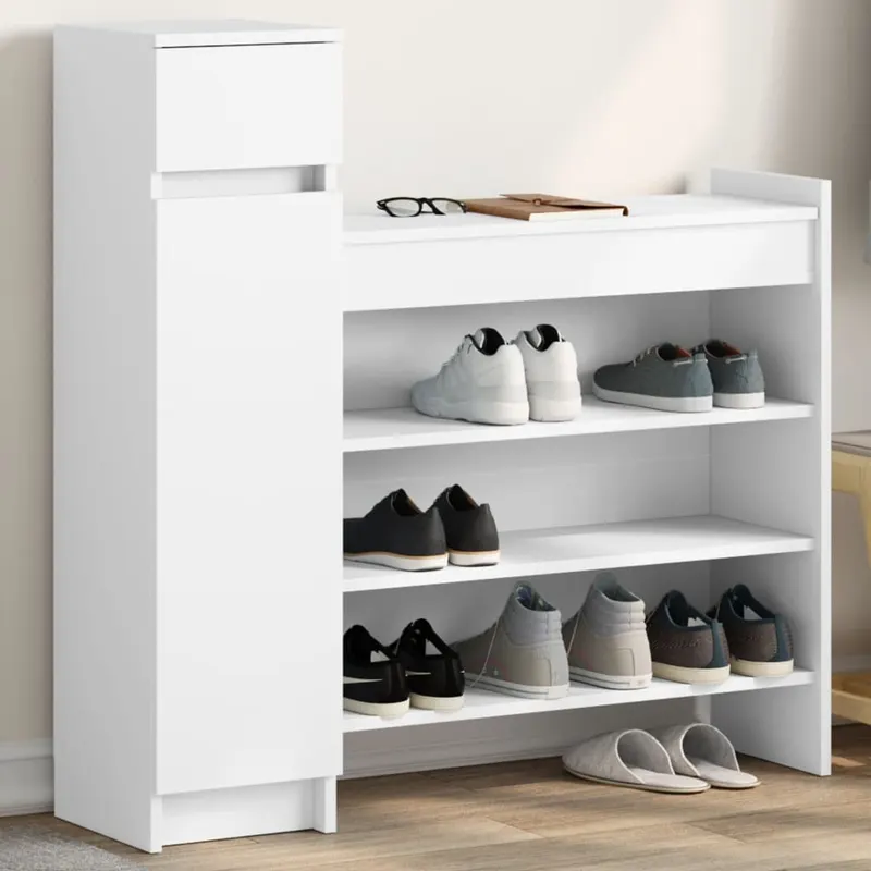 pantofar, alb, 100,5x28x100 cm, lemn prelucrat