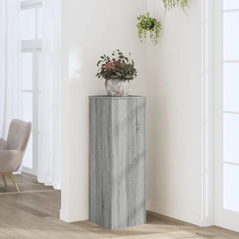 suport de plante, sonoma gri, 33x33x100 cm, lemn prelucrat