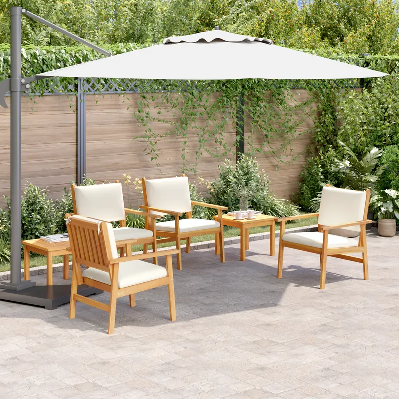 set canapea de gradina, 6 piese, cu perne, lemn masiv de acacia