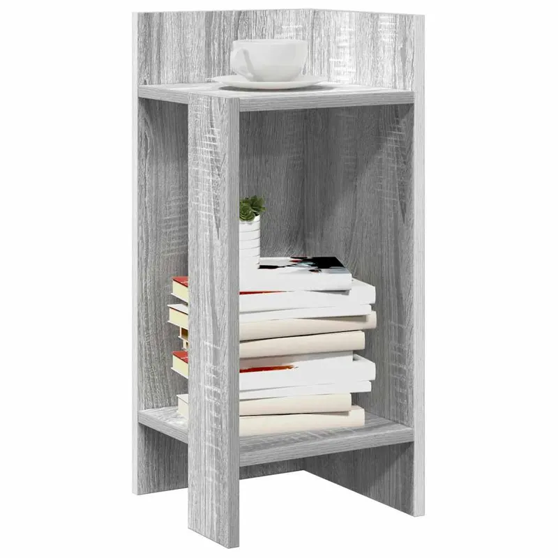 mese laterale 2 buc cu raft gri sonoma 25,5x27x60 cm
