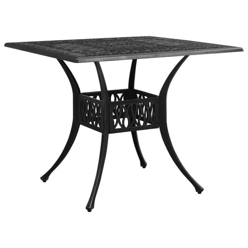 masa de gradina, negru, 90x90x73 cm, aluminiu turnat
