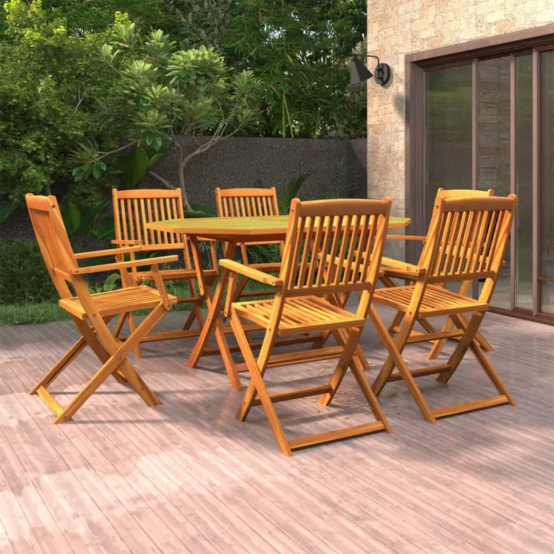 set mobilier de gradina, 7 piese, lemn masiv de acacia