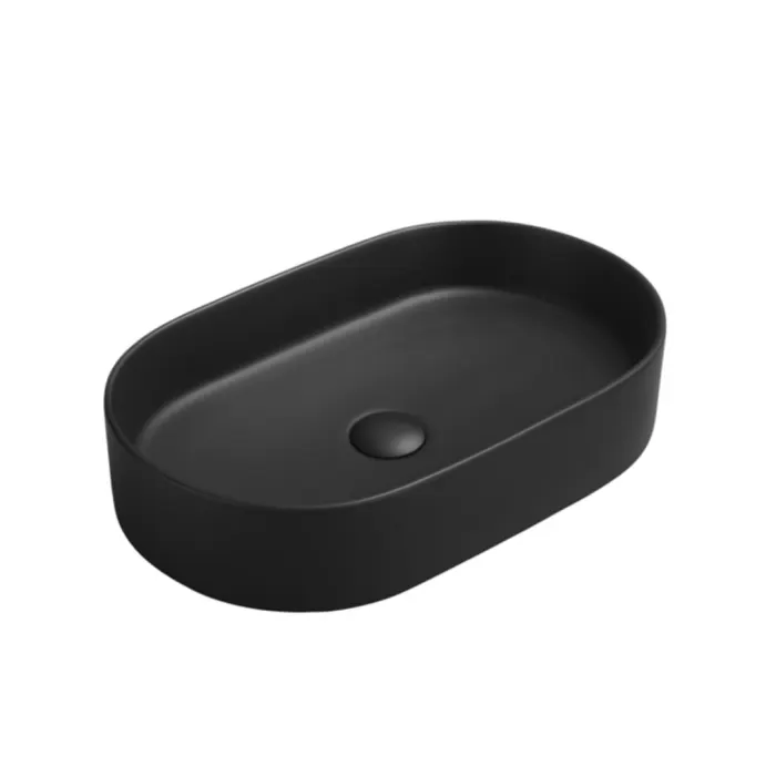 Lavoar baie negru mat montaj pe blat 60 cm, Adelais